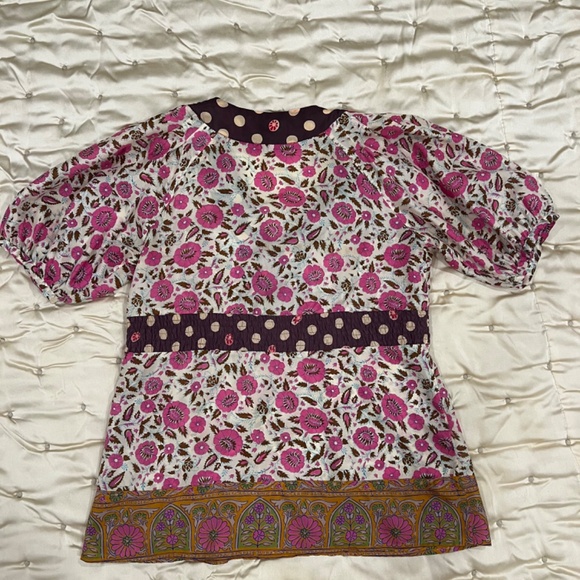 Cute Boho Blouse - comfy silk Anthropologie fei short sleeved - Picture 3 of 7